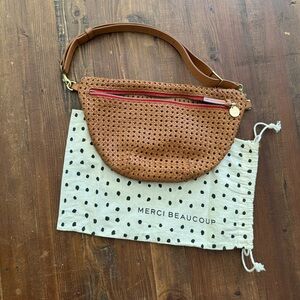 Clare V Rattan Grande Fanny cross body leather bag tan